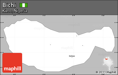 Gray Simple Map of Bichi, single color outside