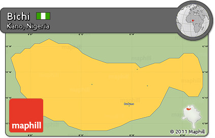 Savanna Style Simple Map of Bichi, single color outside
