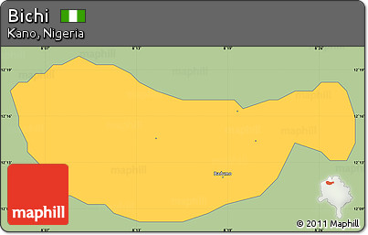 Savanna Style Simple Map of Bichi, single color outside