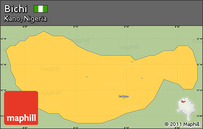 Savanna Style Simple Map of Bichi, single color outside