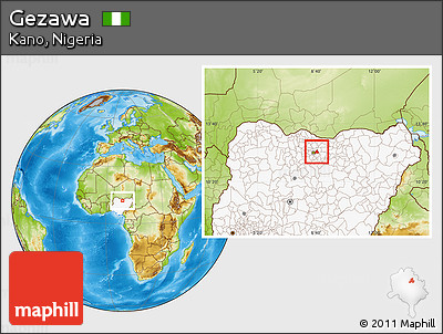 Physical Location Map of Gezawa, highlighted country