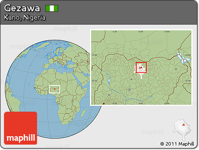 Savanna Style Location Map of Gezawa, highlighted parent region