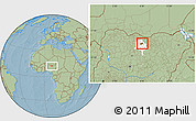 Savanna Style Location Map of Gezawa, highlighted parent region, hill shading