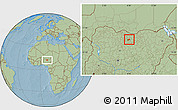Savanna Style Location Map of Gezawa, hill shading