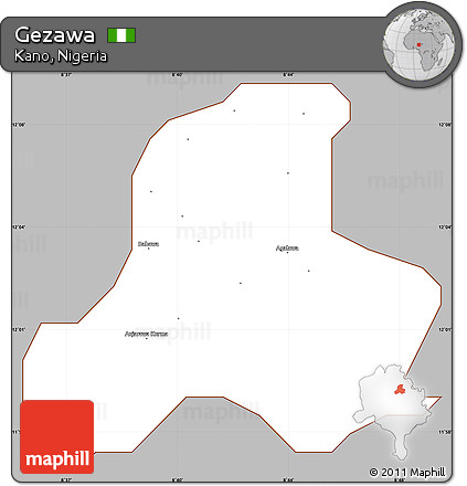 Gray Simple Map of Gezawa, cropped outside