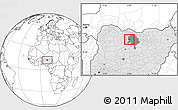 Blank Location Map of Gwarzo, highlighted country, highlighted parent region