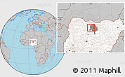 Gray Location Map of Gwarzo, highlighted country, highlighted parent region