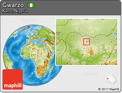 Physical Location Map of Gwarzo