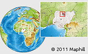 Physical Location Map of Gwarzo, highlighted country, highlighted parent region, within the entire country