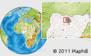 Physical Location Map of Gwarzo, highlighted country, highlighted parent region