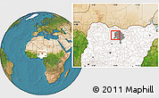 Satellite Location Map of Gwarzo, highlighted country, highlighted parent region