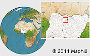 Satellite Location Map of Gwarzo, highlighted country