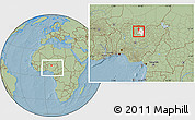 Savanna Style Location Map of Gwarzo, highlighted parent region, within the entire country, hill shading