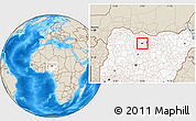 Shaded Relief Location Map of Gwarzo, highlighted country