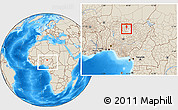 Shaded Relief Location Map of Gwarzo, highlighted parent region, within the entire country
