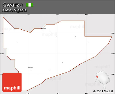 Classic Style Simple Map of Gwarzo, cropped outside