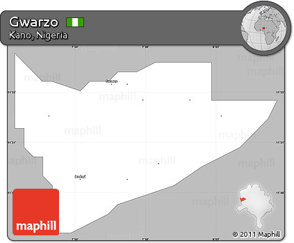Gray Simple Map of Gwarzo, single color outside
