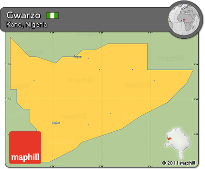 Savanna Style Simple Map of Gwarzo, single color outside