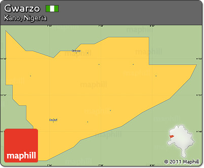 Savanna Style Simple Map of Gwarzo, single color outside