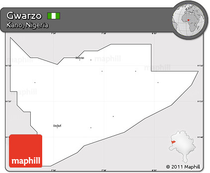 Silver Style Simple Map of Gwarzo, cropped outside