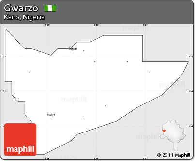 Silver Style Simple Map of Gwarzo, cropped outside