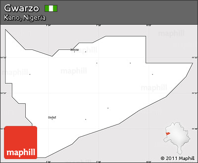 Silver Style Simple Map of Gwarzo, cropped outside