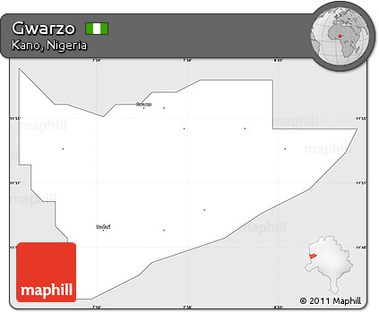 Silver Style Simple Map of Gwarzo, single color outside