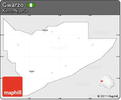Silver Style Simple Map of Gwarzo, single color outside