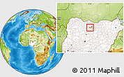 Physical Location Map of Kabo, highlighted country