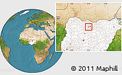 Satellite Location Map of Kabo, highlighted country