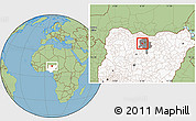 Savanna Style Location Map of Kabo, highlighted country, highlighted parent region