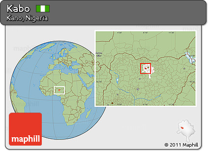 Savanna Style Location Map of Kabo, highlighted parent region