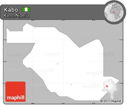 Gray Simple Map of Kabo, single color outside