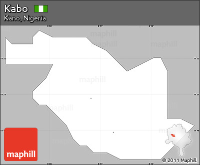 Gray Simple Map of Kabo, single color outside