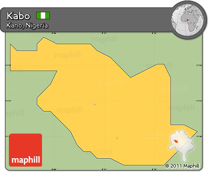 Savanna Style Simple Map of Kabo, cropped outside