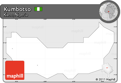 Silver Style Simple Map of Kumbotso, single color outside