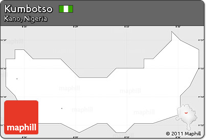 Silver Style Simple Map of Kumbotso, single color outside