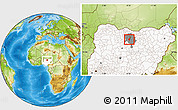 Physical Location Map of Kura, highlighted country, highlighted parent region