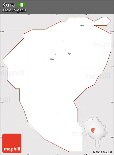 Classic Style Simple Map of Kura, cropped outside