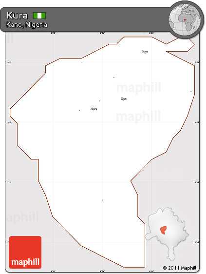 Classic Style Simple Map of Kura, cropped outside