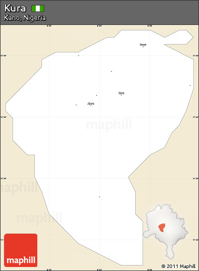 Classic Style Simple Map of Kura, single color outside