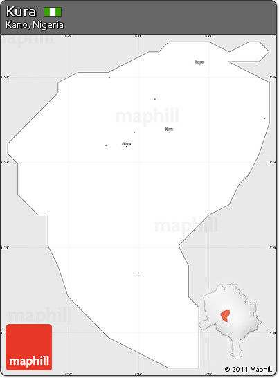 Silver Style Simple Map of Kura, single color outside