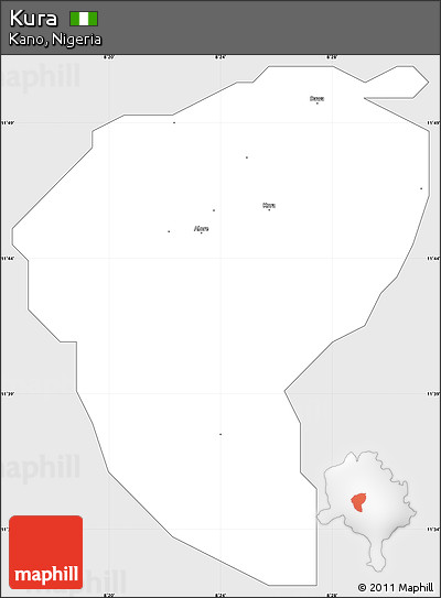 Silver Style Simple Map of Kura, single color outside