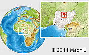 Physical Location Map of Kano, highlighted country, within the entire country