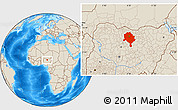 Shaded Relief Location Map of Kano