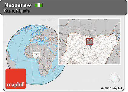Gray Location Map of Nassaraw, highlighted country, highlighted parent region