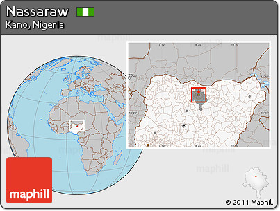 Gray Location Map of Nassaraw, highlighted country, highlighted parent region