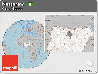 Gray Location Map of Nassaraw, highlighted country, highlighted parent region, hill shading