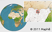 Satellite Location Map of Nassaraw, highlighted country, highlighted parent region