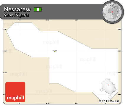 Classic Style Simple Map of Nassaraw, single color outside